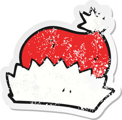 retro distressed sticker of a cartoon christmas hat
