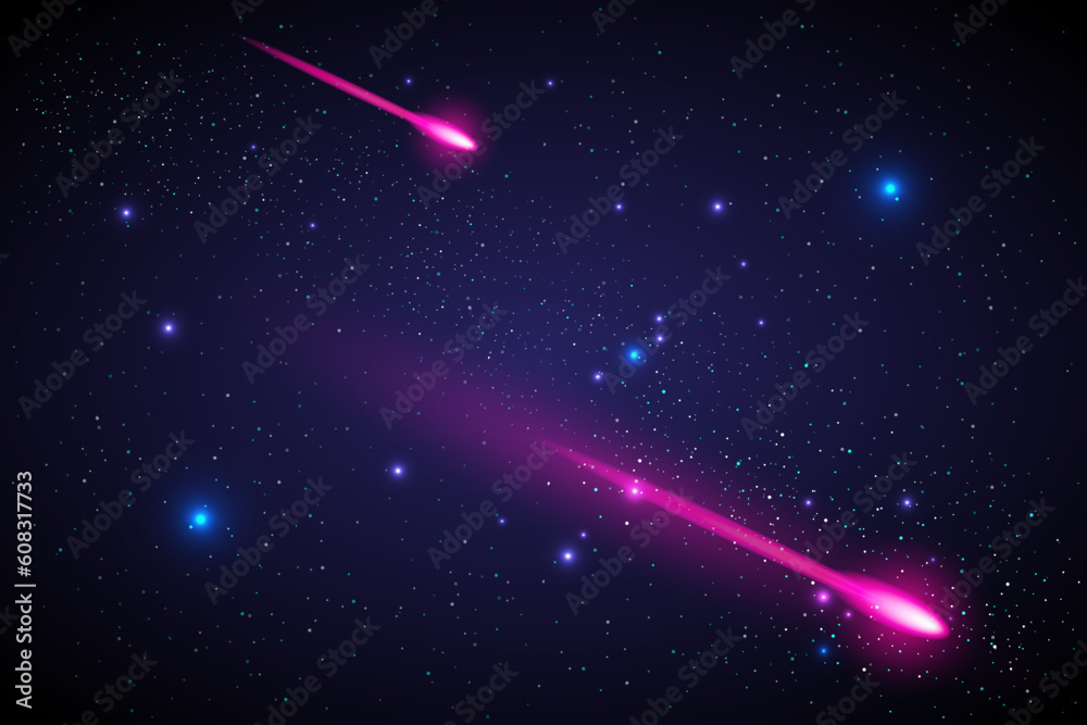 Wall mural beautiful galaxy background with nebula cosmos and comets. stardust and bright shining stars in univ
