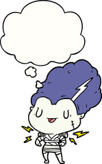 cartoon undead monster woman with thought bubble