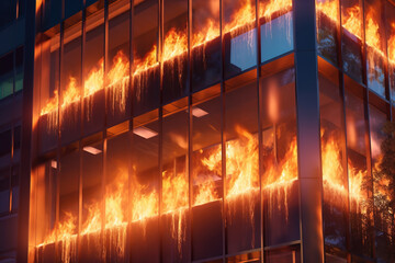 Burning Office Building Created with Generative AI Technology