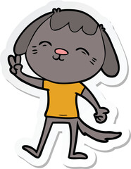 sticker of a happy cartoon dog