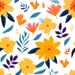 Trendy seamless floral ditsy pattern. Fabric design with simple flowers. Vector cute repeated pattern for baby fabric, wallpaper or wrap paper