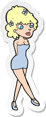 sticker of a cartoon woman posing in dress