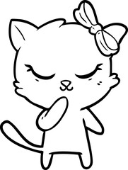 cute cartoon cat with bow