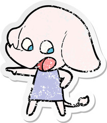 distressed sticker of a cute cartoon elephant