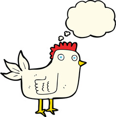 cartoon hen with thought bubble