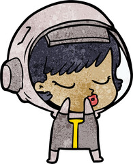 shy cartoon pretty astronaut girl