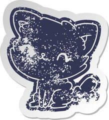 distressed old cartoon sticker cute kawaii fluffy cat