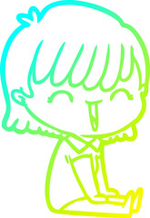 Fototapeta premium cold gradient line drawing of a cartoon woman