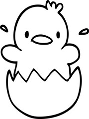 line drawing cartoon baby duck