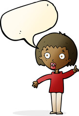 cartoon woman explaining her point with speech bubble