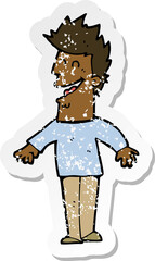 retro distressed sticker of a cartoon happy man