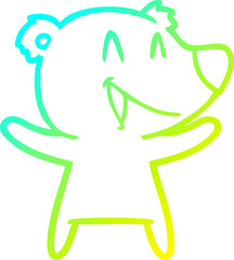 cold gradient line drawing of a laughing bear cartoon
