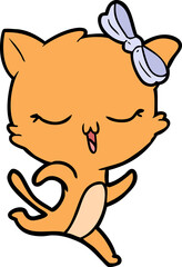 cartoon cat with bow on head