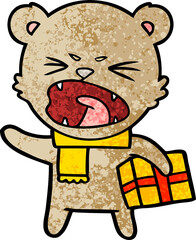bear cartoon chraracter with present