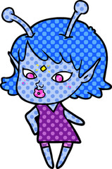 pretty cartoon alien girl