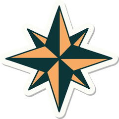 sticker of tattoo in traditional style of a star