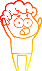 Obraz premium warm gradient line drawing of a cartoon man gasping in surprise