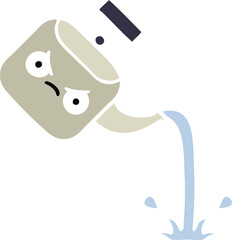 flat color retro cartoon of a pouring kettle