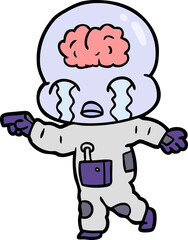 cartoon big brain alien crying