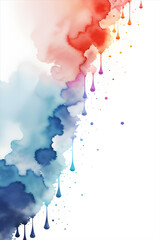 Abstract watercolor background with splashes. AI generated illustration.