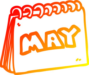 warm gradient line drawing of a cartoon calendar showing month of may