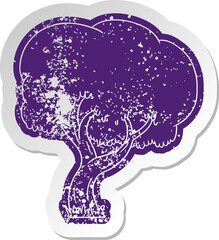 distressed old cartoon sticker of a summer tree