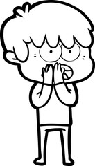 worried cartoon boy