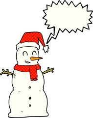 freehand drawn comic book speech bubble cartoon snowman
