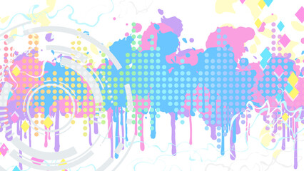 カラフルなイコライザーとペンキの背景_16:9