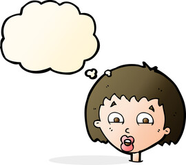 cartoon shocked expression  with thought bubble