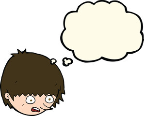 cartoon stressed face with thought bubble