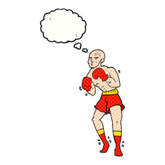 freehand drawn thought bubble cartoon boxer