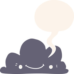 cute cartoon cloud with speech bubble in retro style
