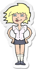 sticker of a cartoon woman with hands on hips