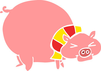 cartoon doodle fat pig
