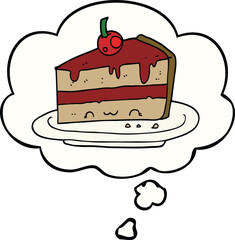 cartoon cake with thought bubble