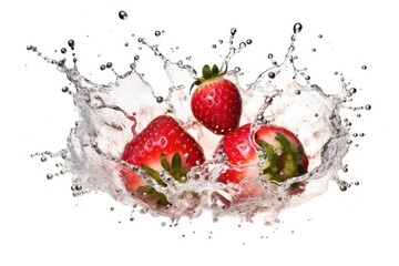 stock photo of milk or yogurt splash with strawberries Food Photography