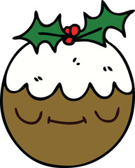 Obraz premium hand drawn quirky cartoon christmas pudding