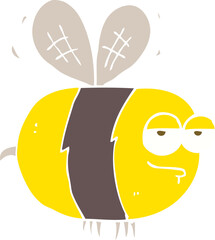 flat color illustration of unhappy bee
