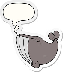 cartoon whale with speech bubble sticker