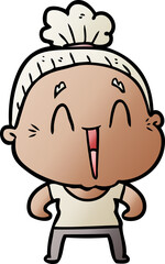 cartoon happy old lady
