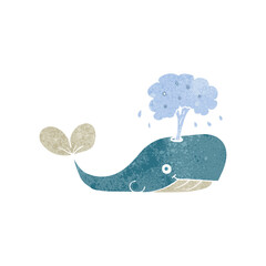 freehand retro cartoon whale spouting water © lineartestpilot