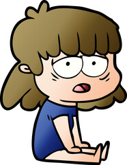 cartoon tired woman