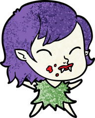 cartoon vampire girl with blood on cheek