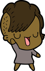 cute cartoon girl with hipster haircut