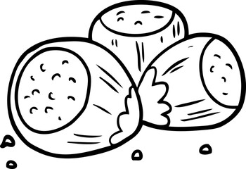 line drawing of a hazelnuts