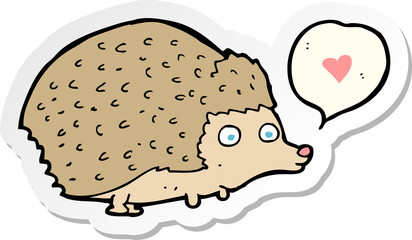 sticker of a cartoon cute hedgehog