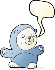 cute cartoon polar bear with speech bubble