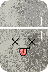 retro illustration style cartoon of a fridge freezer